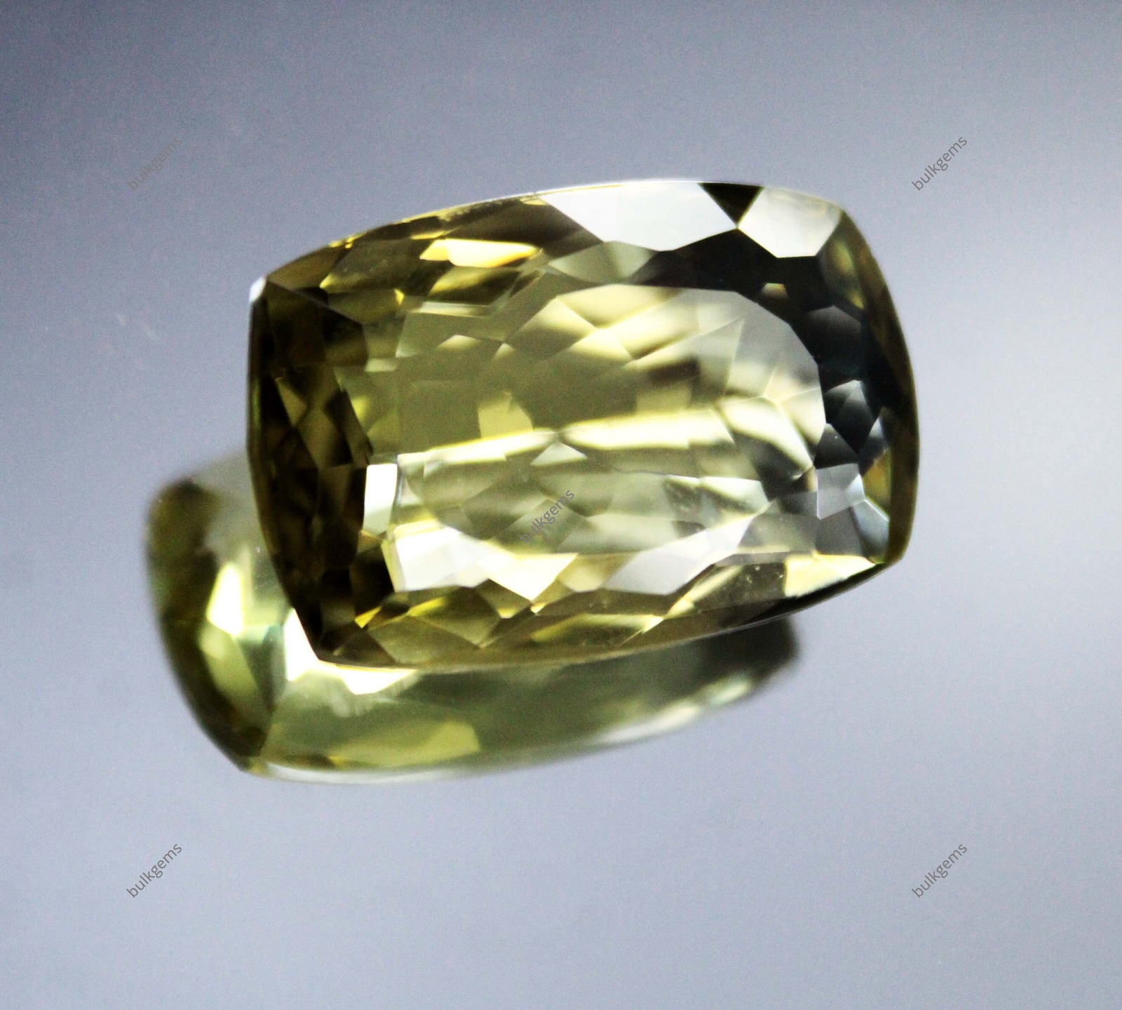 22.65 Ct NATURAL Certified Gold Lemon Quartz Cushion Checker Cut Loose Gemstone