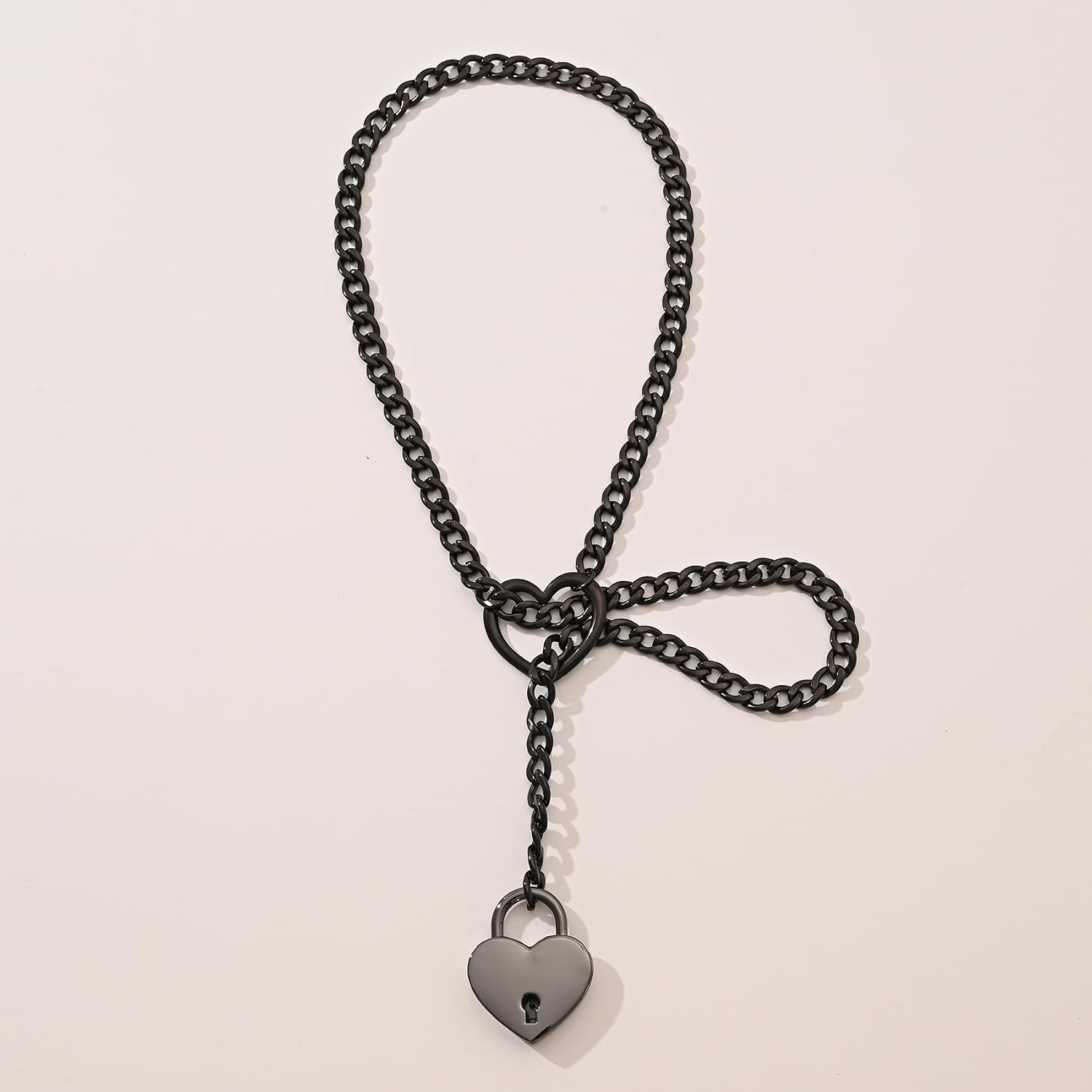 Heart Slip Chain Necklace for Women Goth Lock Heart Choker Collar for Women Punk