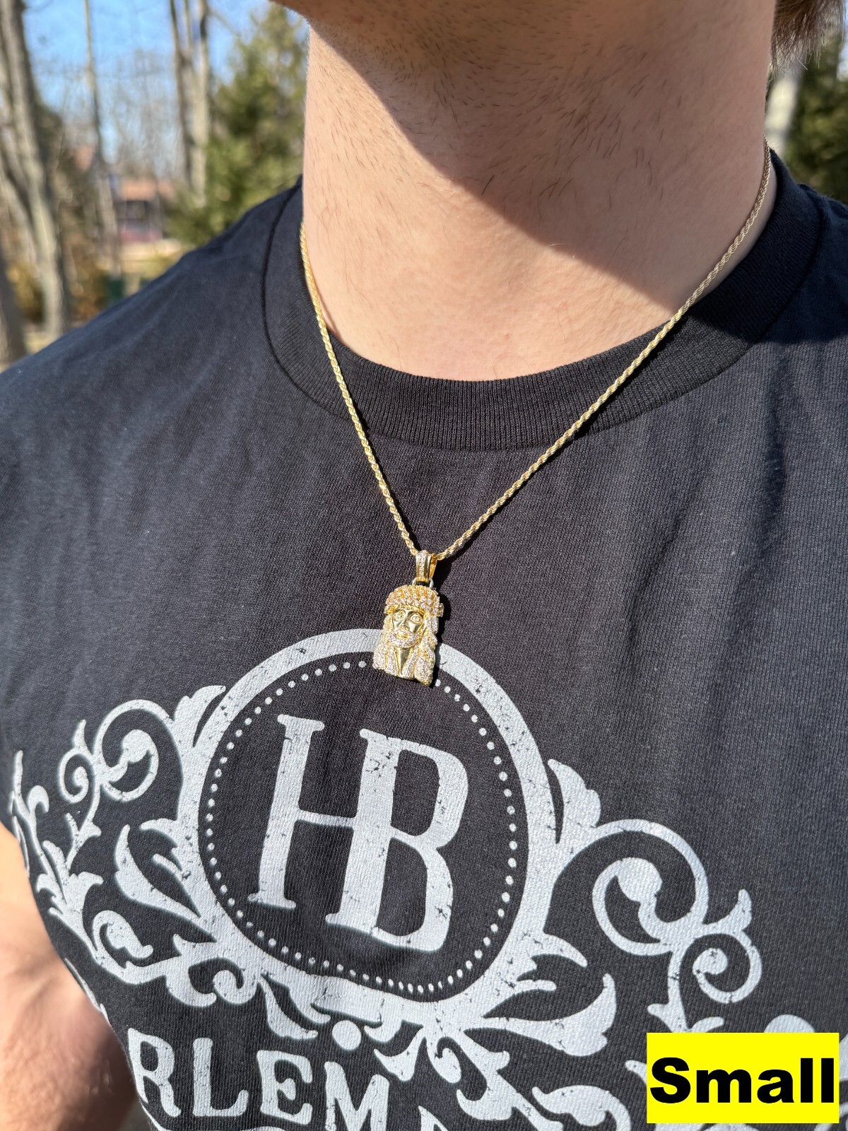 Real MOISSANITE Kufi Jesus Piece Biggie Smalls Tito Pendant 14k Gold Over Silver