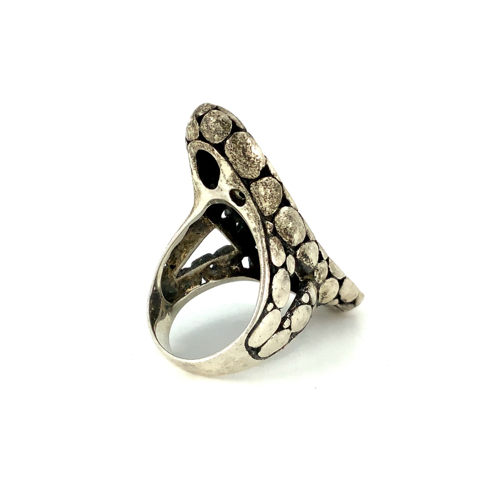 Bangkok Ratnaraj Jewelers BBJ Vintage Sterling Silver Pebble Saddle Ring Sz. 7