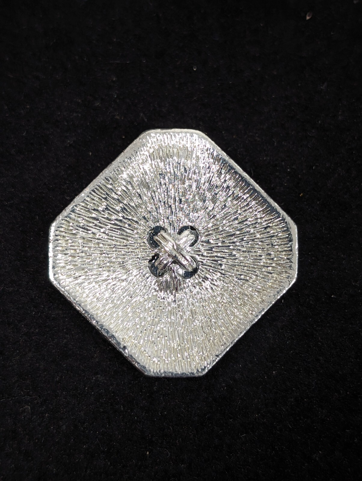 Vintage Silver Tone Brushed Textured Square Button Scarf Clip Dress