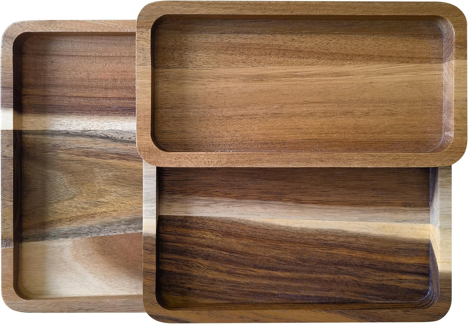 Acacia Wooden Valet Tray for Men,Natural Wood Grain EDC Tray Set Catch All for K