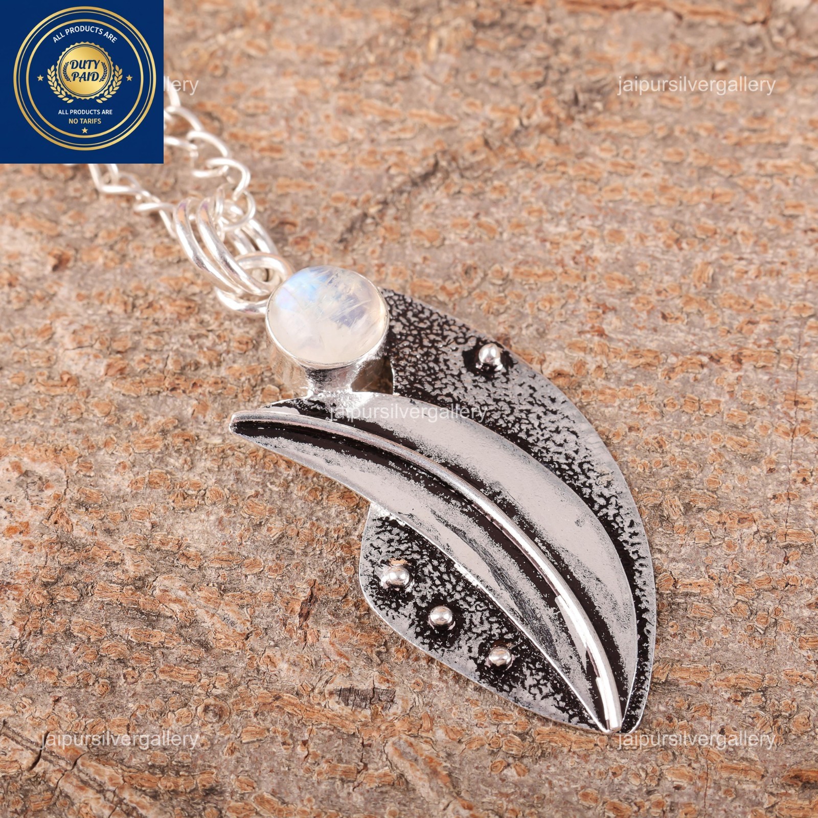 Rainbow Moonstone Gemstone Jewelry 925 Silver Handmade Pendant 2.05″ For Women