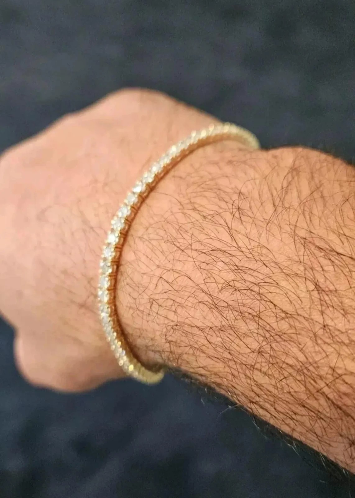 Daughter Gift Round Certified Natural Diamond Tennis Bracelet 14K Yellow Gold