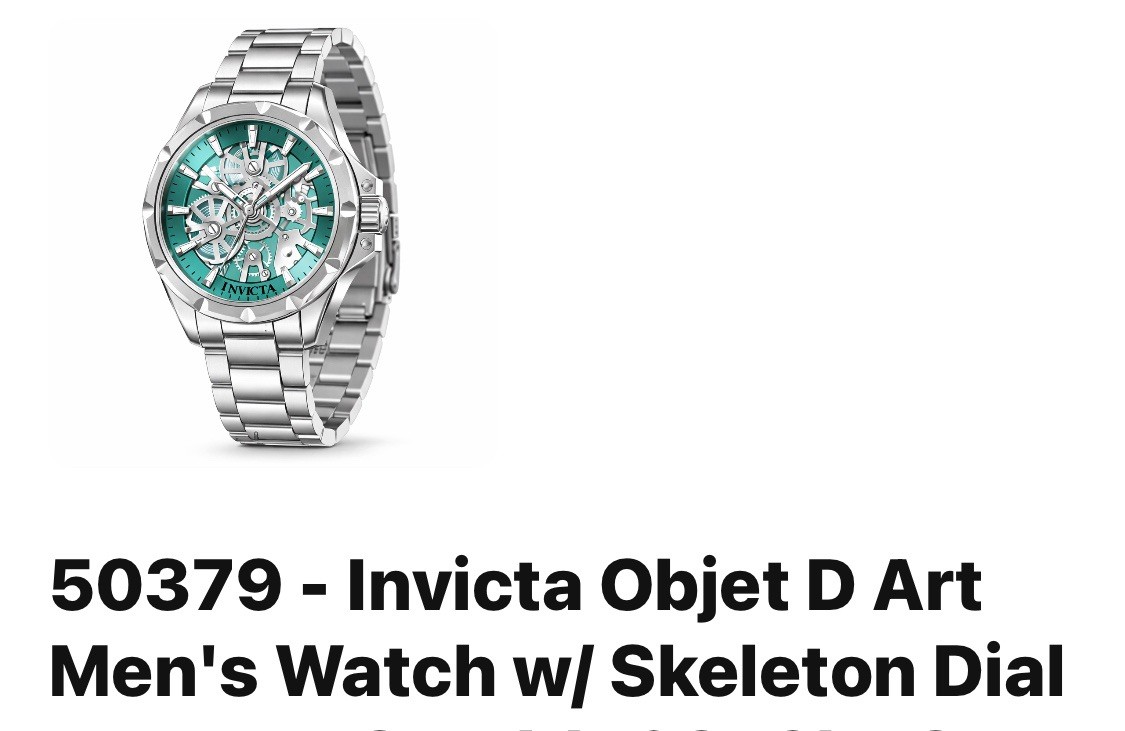 🤩 50379 – Invicta Objet D Art Men’s Watch w/ Skeleton Dial Tiffany Blue NEW!!