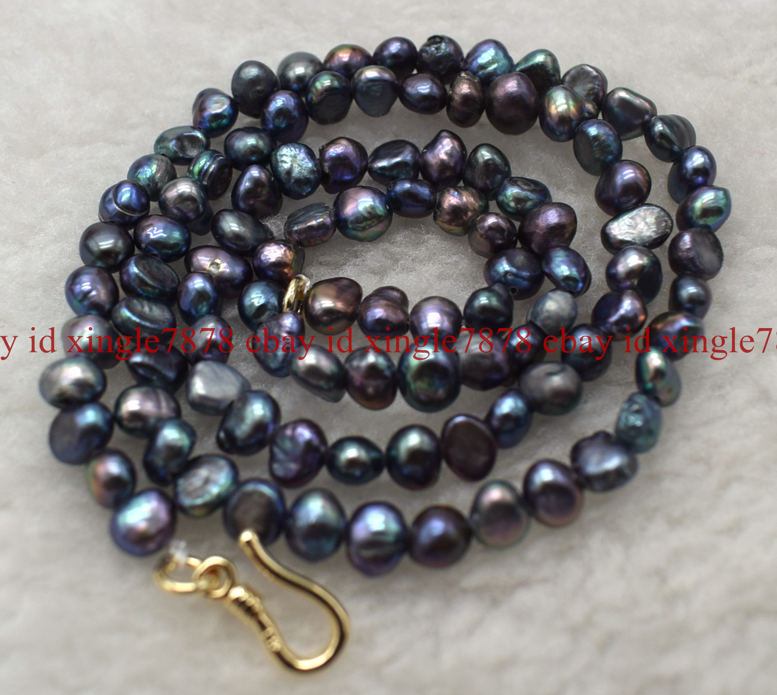Small 4-5mm Natural Black Freshwater Baroque Pearl Necklace 16-28″