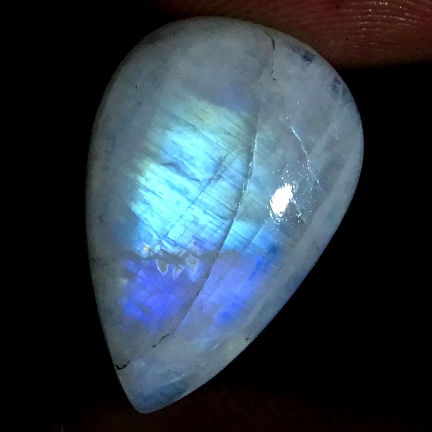 13.20Cts. Natural Nice Rainbow Moonstone Pear Cabochon Gemstone 13X21X6MM