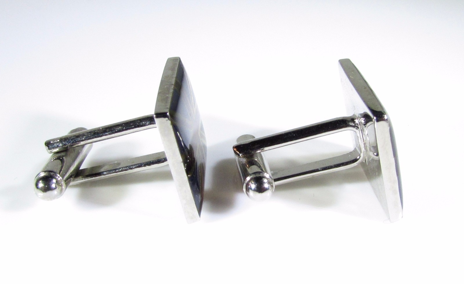 Silver Tone Cufflinks with United Kingdom Flag