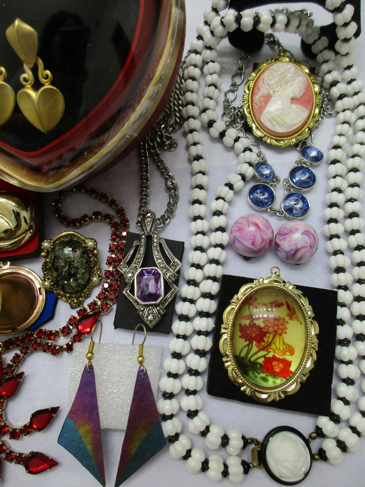 Vtg-Now Jewelry Lot Locket Cameo Heart Box AUSTRIA MONET PANDORA 925 +s/signed