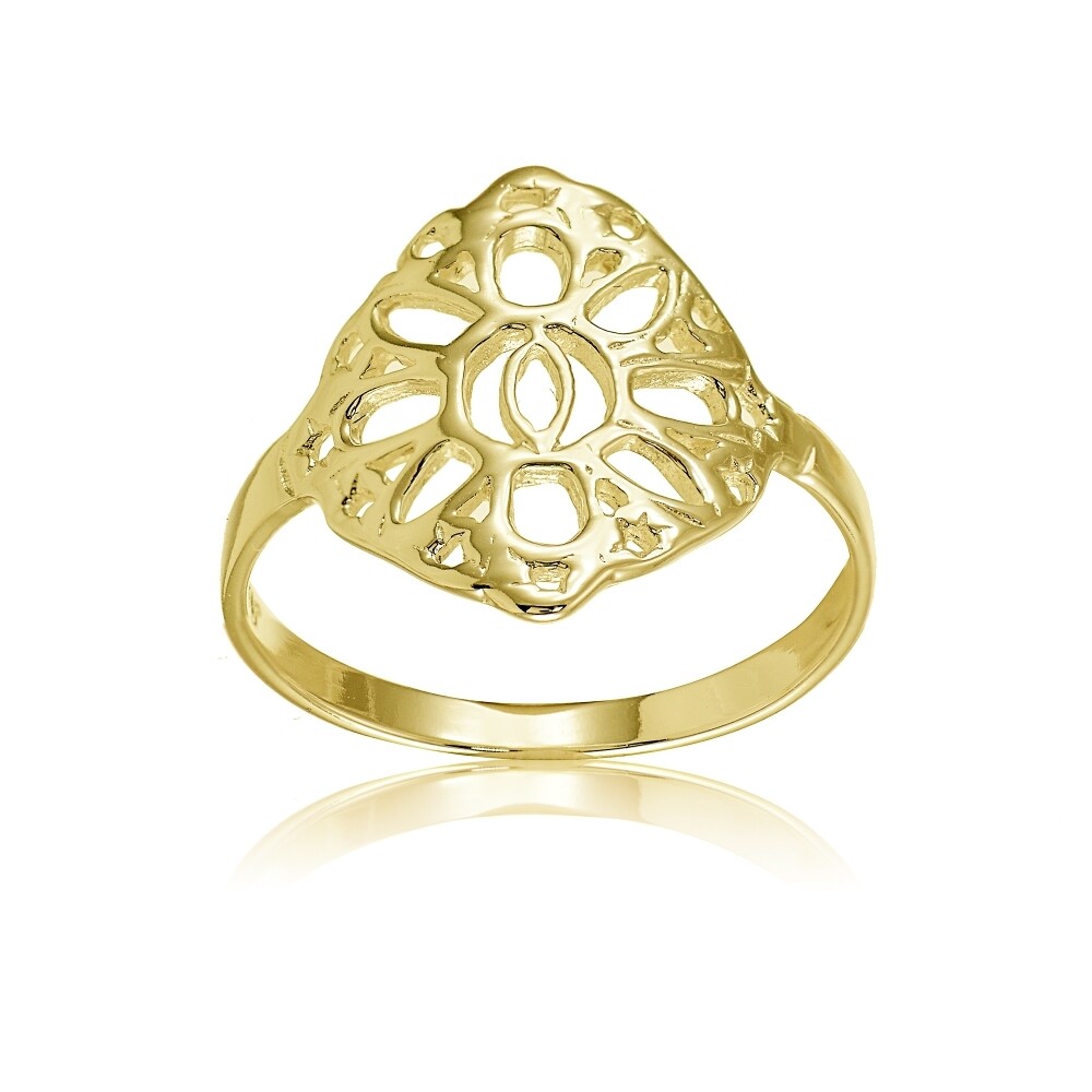 Yellow Gold Flashed Sterling Silver Filigree Celtic Sun Ring, Size 7