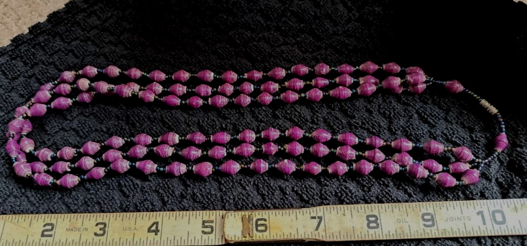 ESTATE FIND – TRIPLE STRAND LAVENDER BEADED NECKLACE- APPROX. 20″
