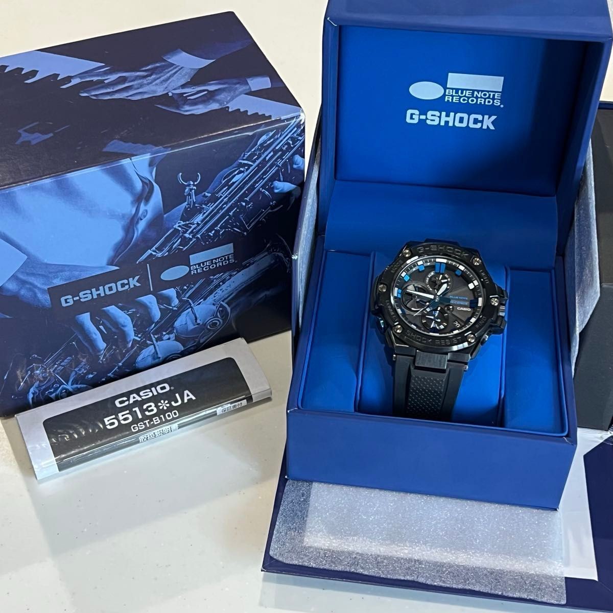Rare CASIO G-Shock GST B100 Complete with Bluetooth BLUE NOTE RECORDS Collaborat