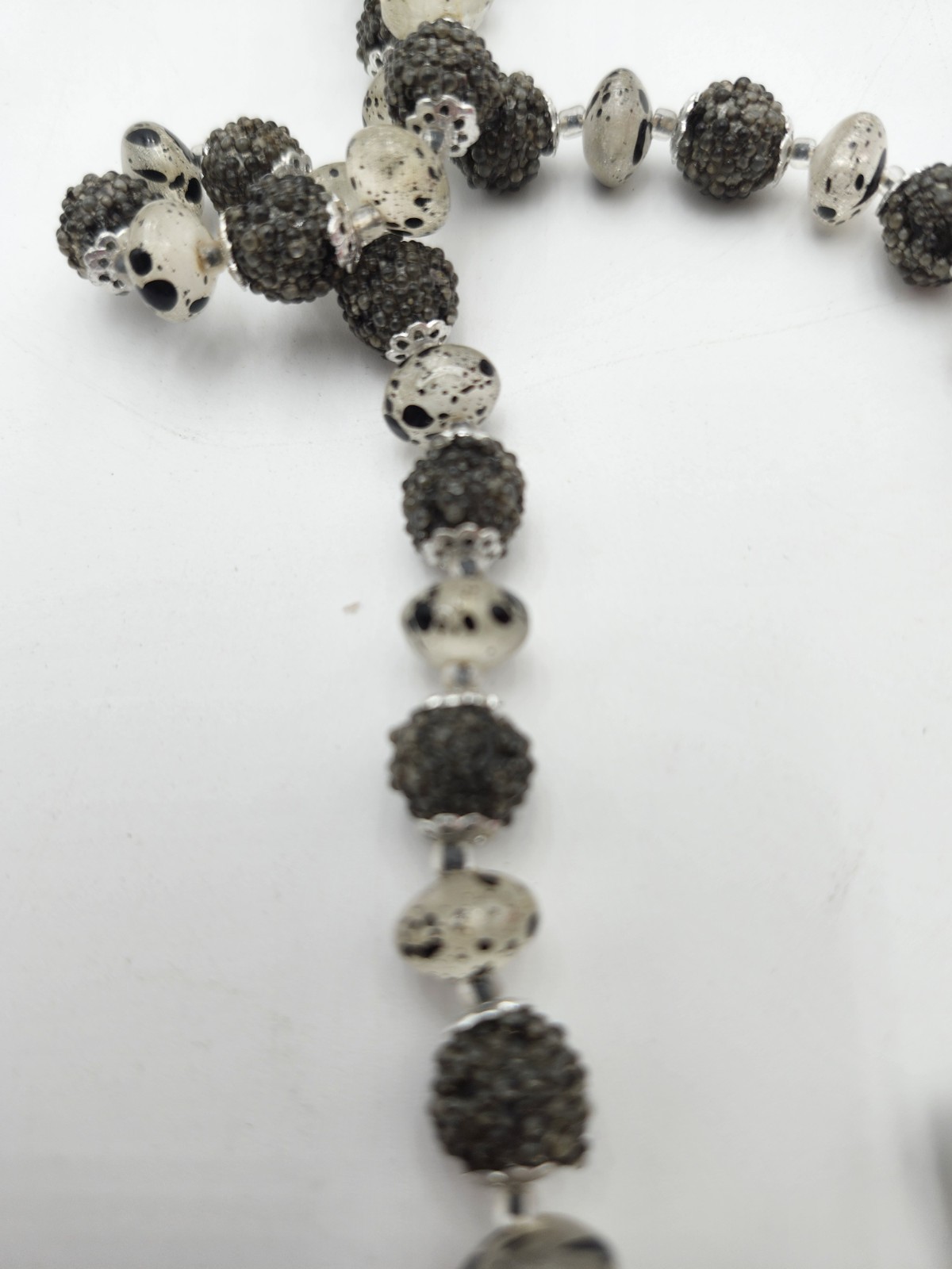 Vintage Black & Clear Bead Multi Strand Necklace Elegant