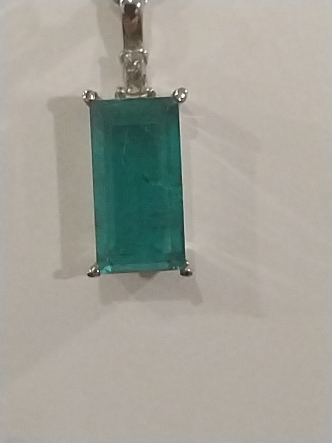 Emeraldine Quartz, White Topaz Pendant Necklace (20″)/ Stainless Steel 4.90= TCW