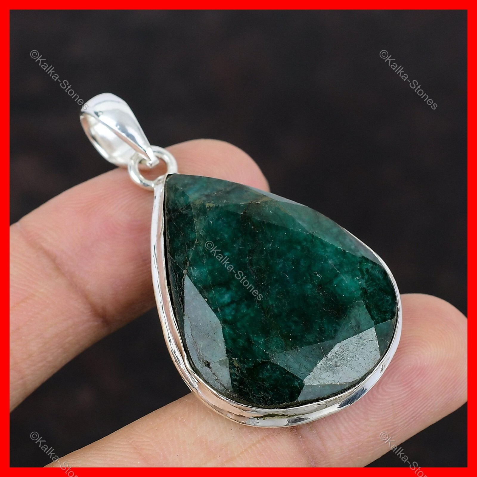 925 Sterling Silver Natural Zambian Emrald Halloween Gift New Pendant Jewelry