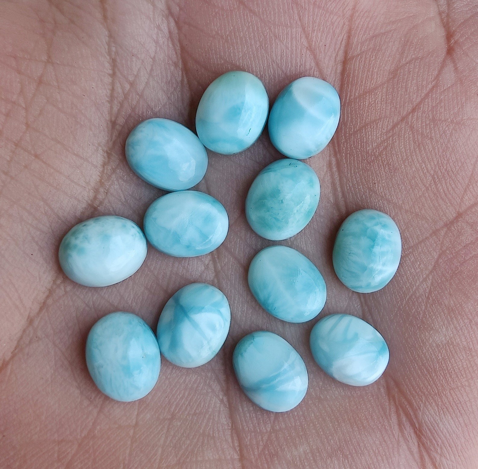 Natural Larimar Oval Cabochon 3x5mm To 12x16mm Loose Gemstone