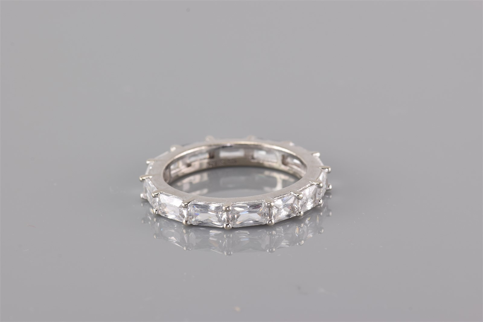 Fuzion Creation Sterling Silver Baguette Cubic Zirconia Band Ring FZN 925 Sz: 8