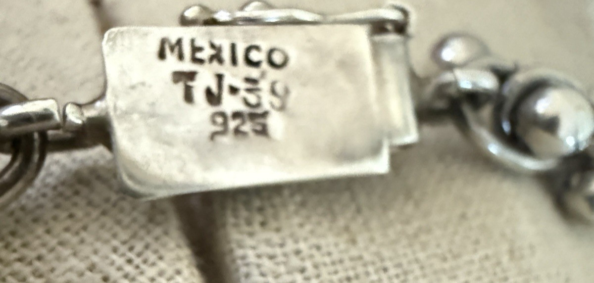 VTG Taxco Mexico Sterling DNA Link Peppercorn Necklace Spratling Style 122.9g