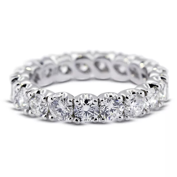18K Gold Eternity Wedding Ring Classic 3.50 Carat Round Lab-Grown Diamond E VVS2