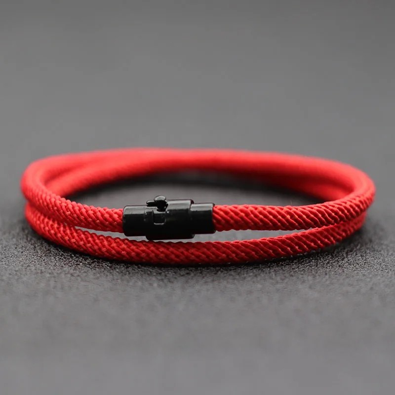 Simple Style Men’s Rope Bracelet Double Layer 4mm Thread Fabric Casual Accessory