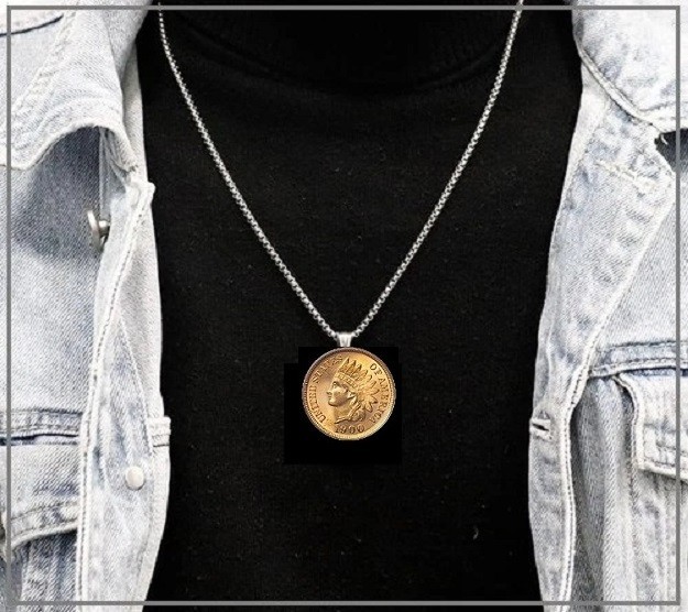 INDIAN HEAD PENNY Necklace – authentic vintage copper one cent US coin