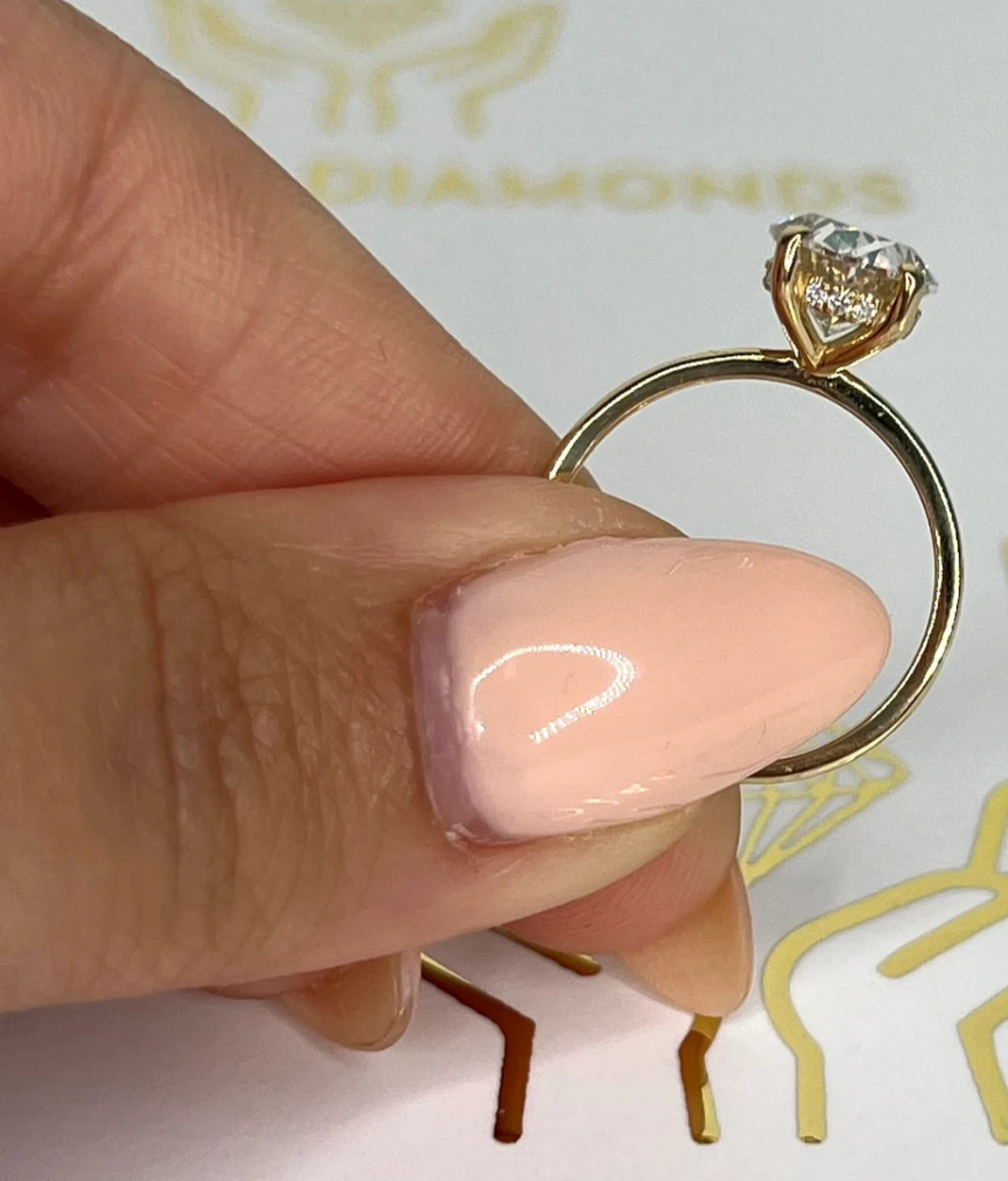 Lab Grown 2.50 Ct Oval D/VVS2 CVD Diamond Hidden Halo Solitaire Engagement Ring