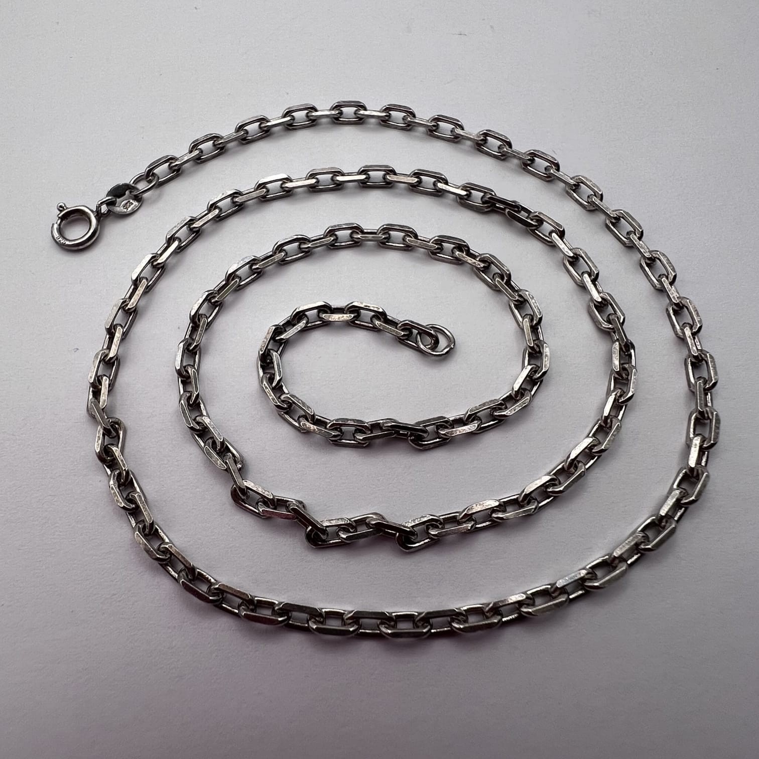 Vintage 925 Sterling Silver Chain Necklace Solid Link Design Marked 10.4g Fine J