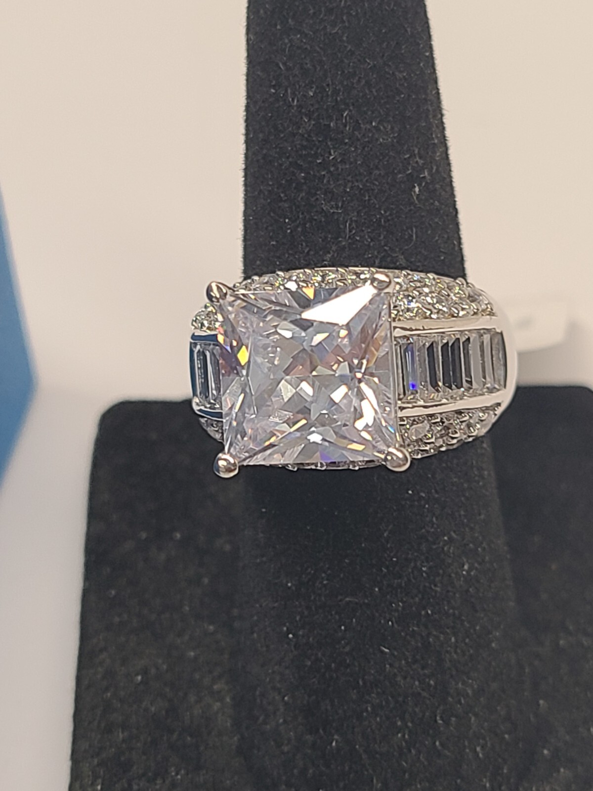 White Cubic Zirconia Platinum Over Sterling Silver Ring 12.30ctw