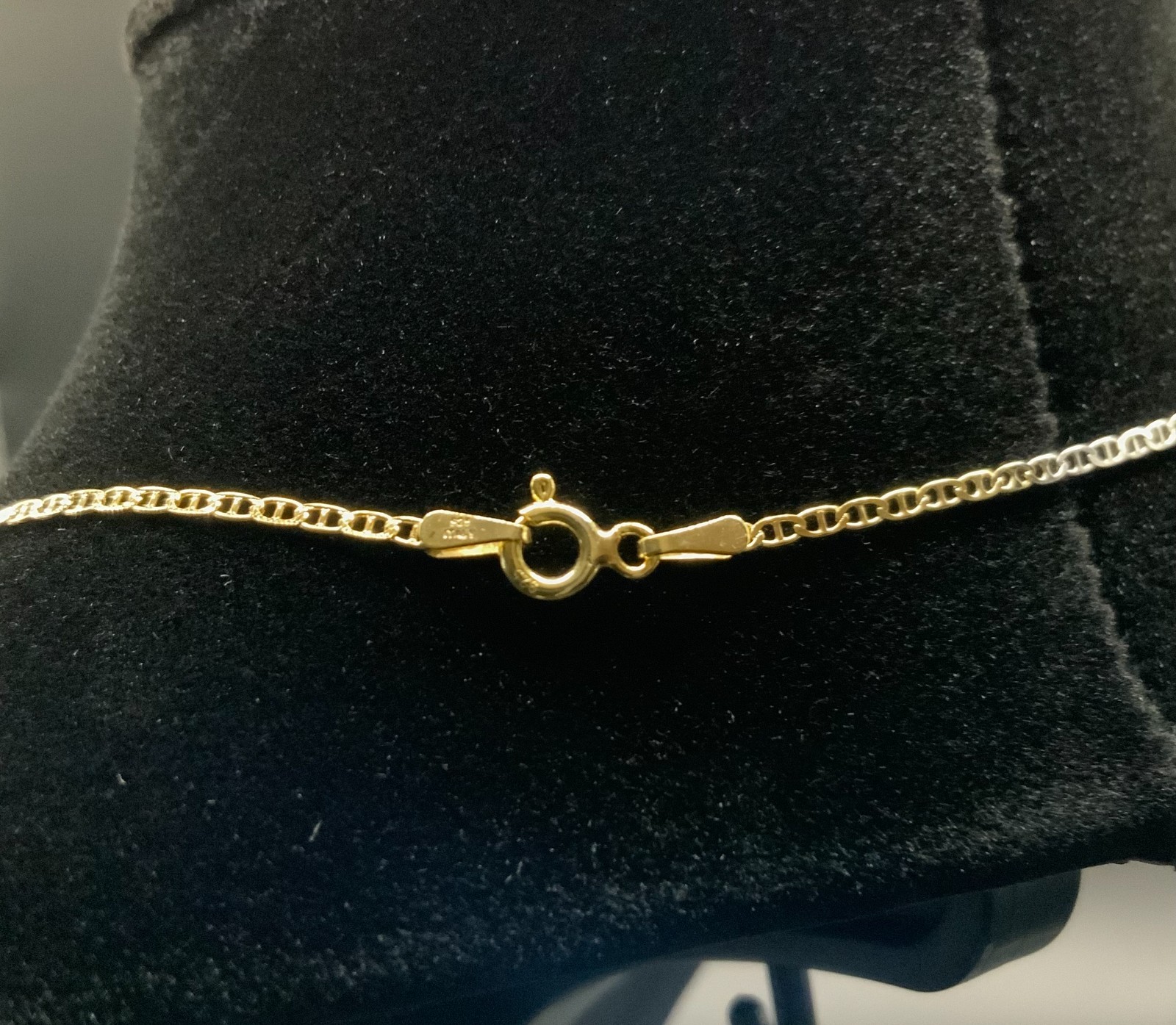 14k Gold Tri-Color Mariner Chain Necklace – 16” 1.5mm 1.4g – 925 Sterling Silver