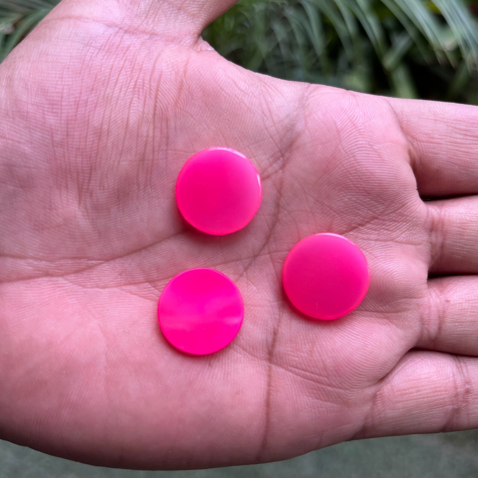 Hot Pink Chalcedony Round Disc Shape Flat Cabochon Loose Gemstone Jewelry Making