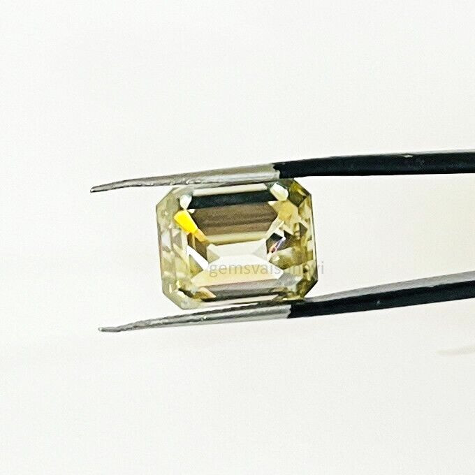 9-10 Ct Loose Champagne Lab Created Diamond Emerald Cut VVS Certified Ideal Gift
