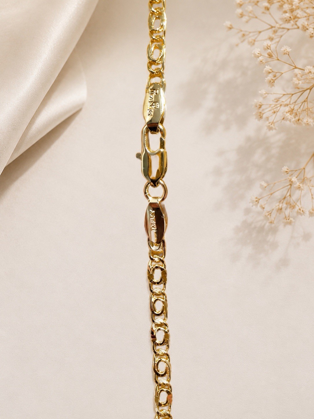 14K Gold Filled Bismark Chain Necklace. 22” Flat Link Unisex Jewelry (Stamped)