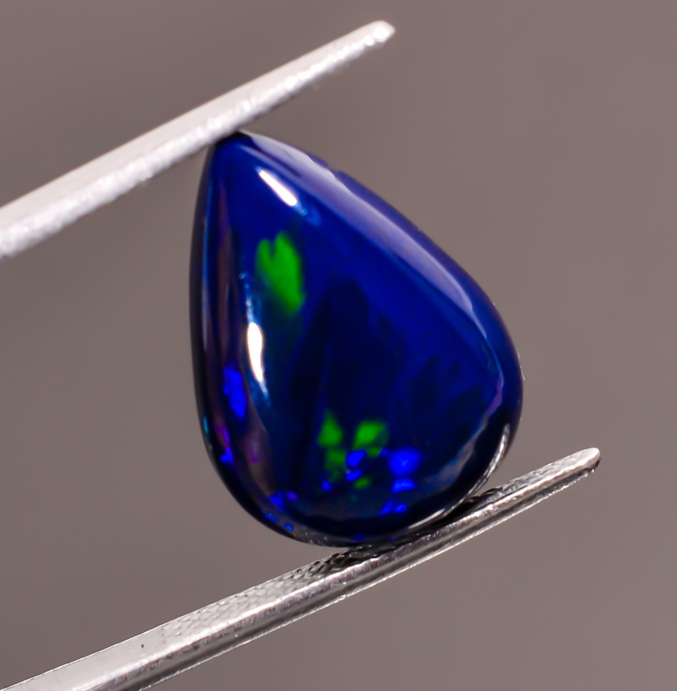 6.5 Ct Natural Black Ethiopian Opal Pear Shape Cabochon Loose Gemstone 17X12X7mm