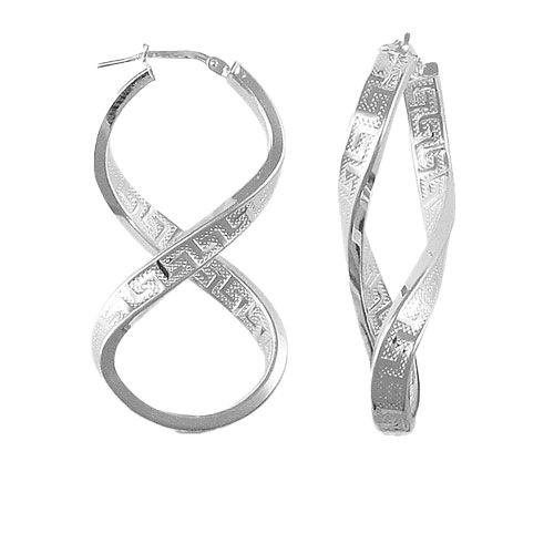 Creole Earrings Sterling Silver Greek key figure eight Womens Jewellery