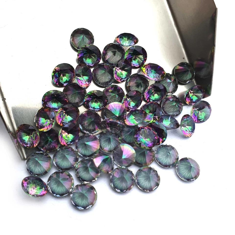 Nice Mystic Quartz Round Cut Loose Multi Color Gemstone Lot 10 Pcs 6 mm 45.40 Ct