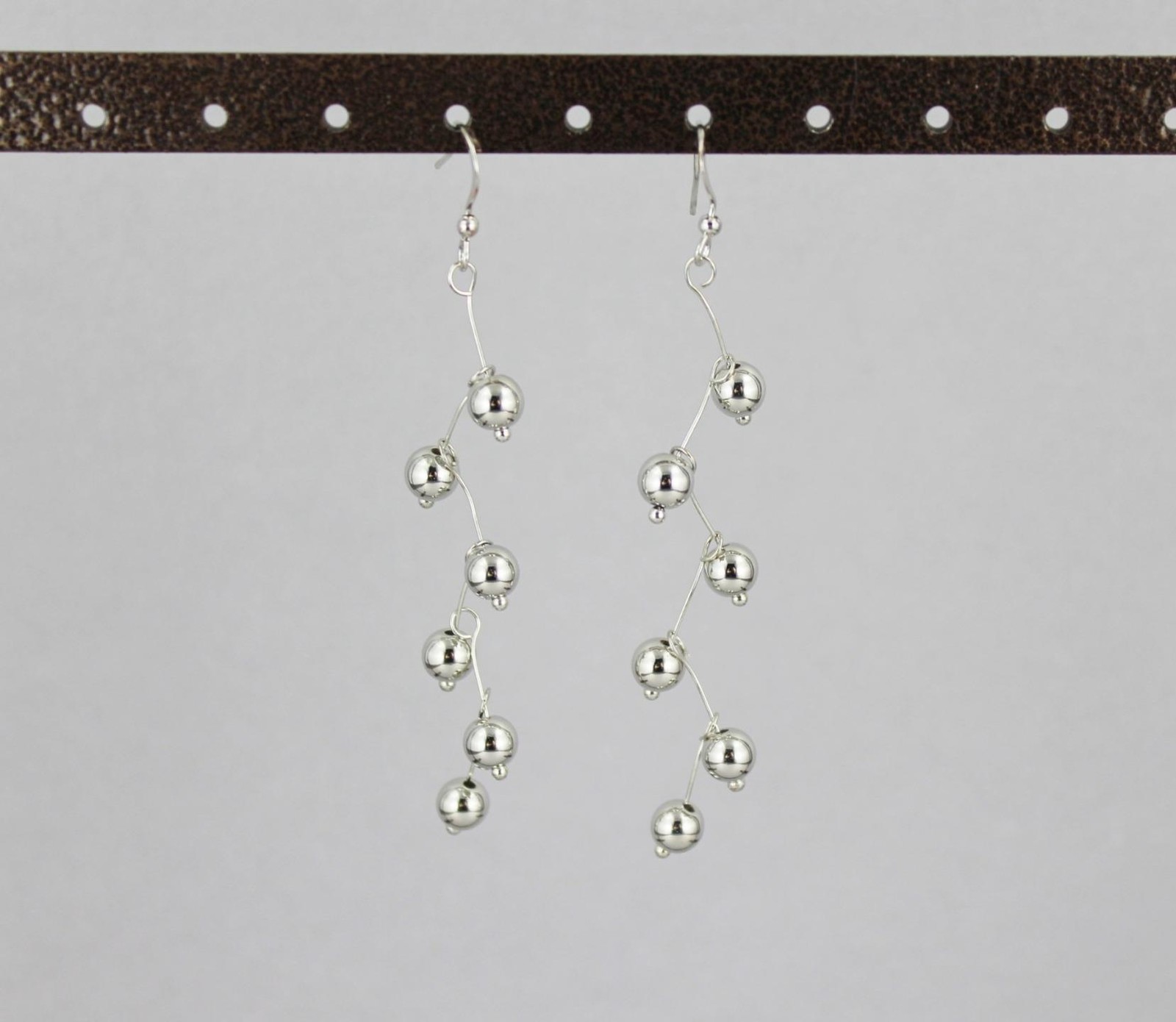 Silver beaded chandelier earrings lightweight dangle earrings dangly long bead