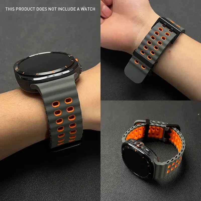 Marine Band For Samsung Galaxy Watch Ultra 47mm Strap TwoColor Silicone Sport