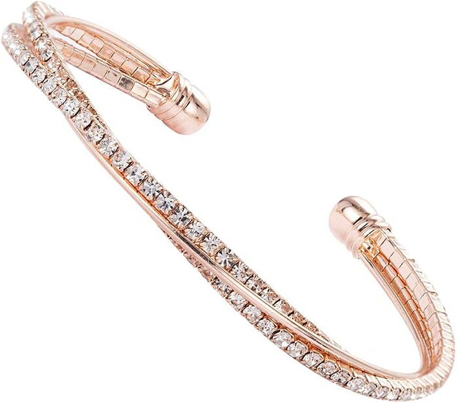 Bangle Sparkly Cute Valentine Day Gift Rhinestone Cuff Bracelet Bridesmaid Wedd