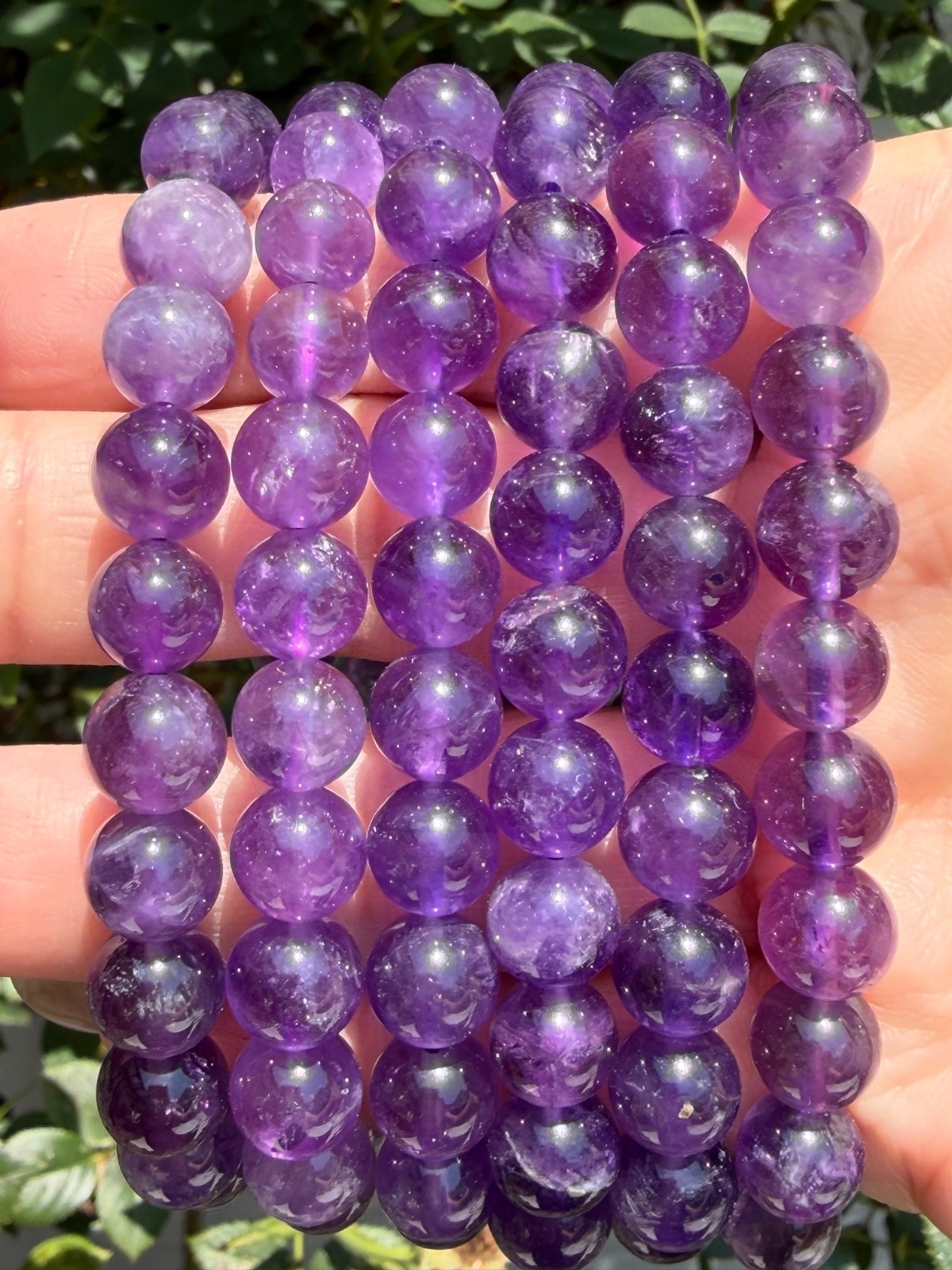 Wholesale Lot 6 Pcs Natural Amethyst 8mm 7.5” Crystal Stretch Bracelet