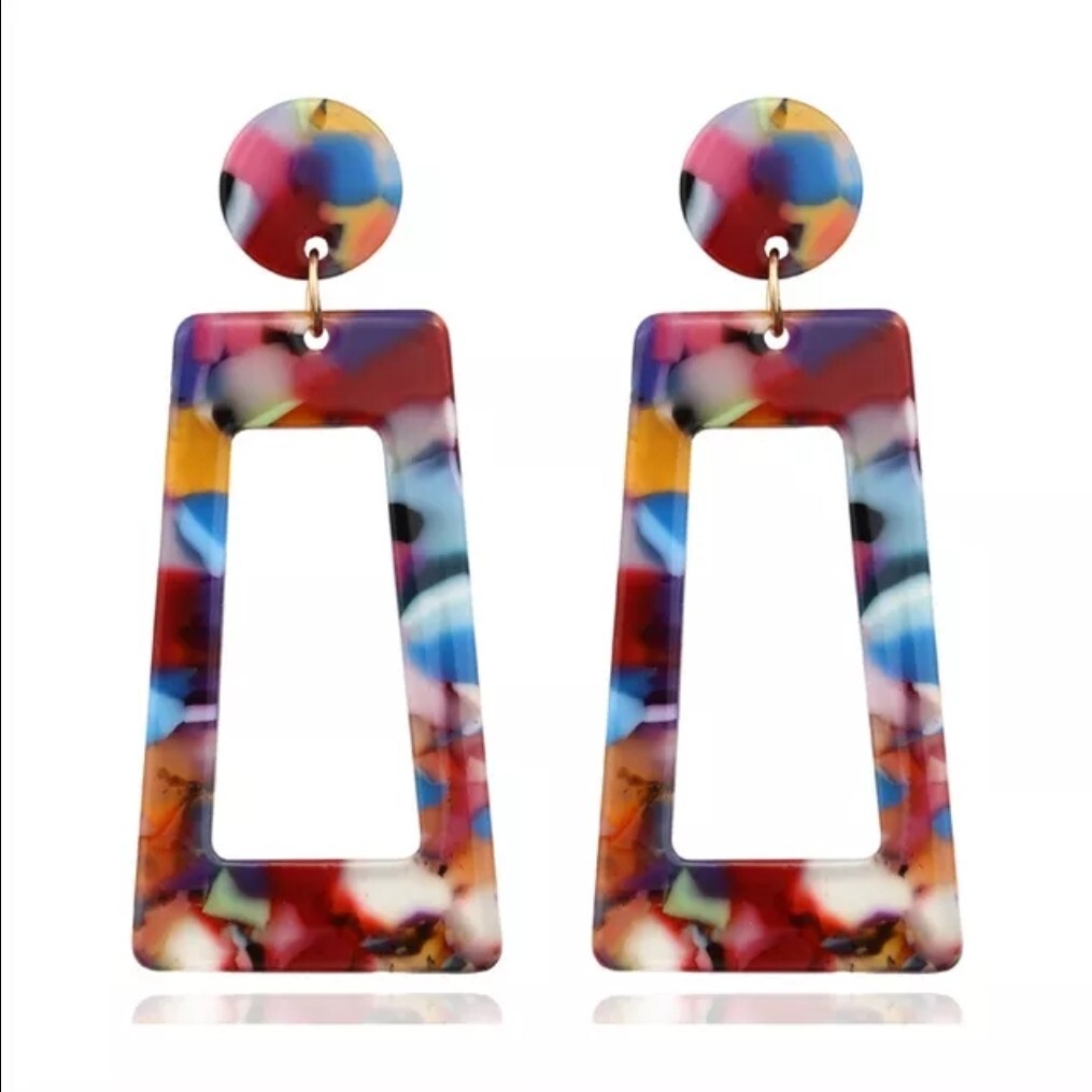 Trendy Dangle Drop Earrings Trapezoid Ear Hoop Simple 94-8