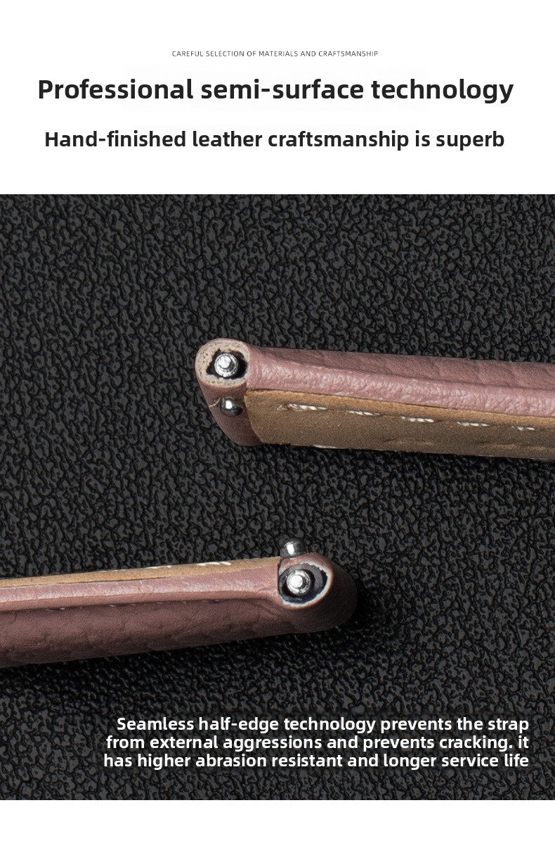 Double Sided Cowhide Genuine Leather Watch Strap Quick Release Wristband 12-22mm