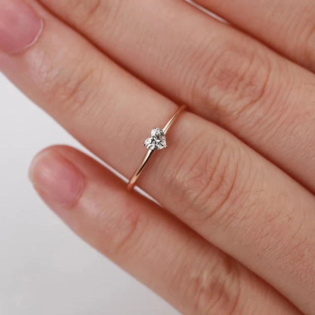 0.20Ct Heart Cut Lab Created Diamond Solitaire Heart Ring 14k Yellow Gold Plated