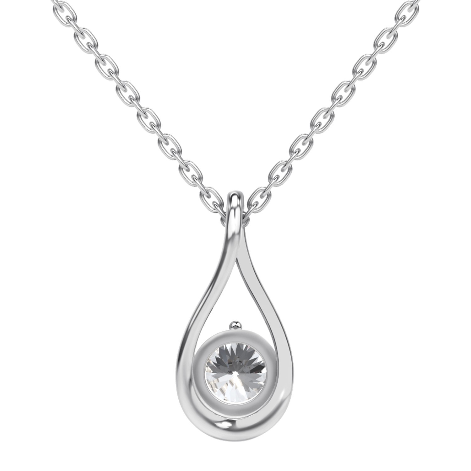 1.00 Ct Round Cut Lab Grown Diamond Solitaire Pendant Necklace In 10K / 14K Gold