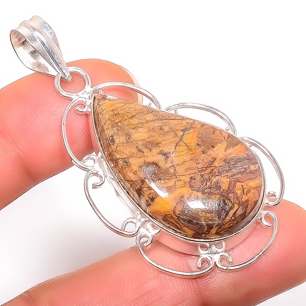 Marium Jasper – Africa 925 Silver Plated Handmade Pendant 2.34″ P66