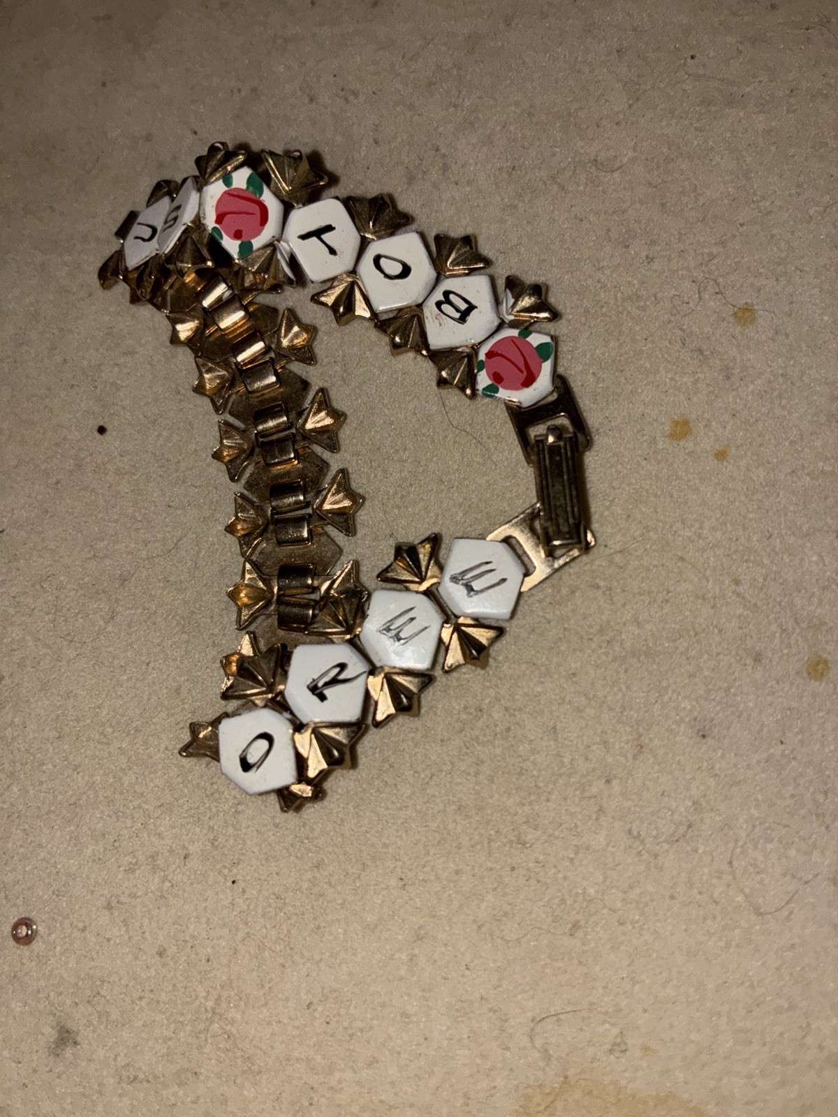 1950s souvenir Boy Scout, gold tone bracelet