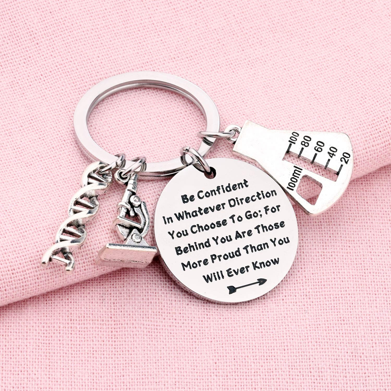 DNA Double Helix Charm Microscope Charm Keychain Chemistry Biology Gift Be Confi