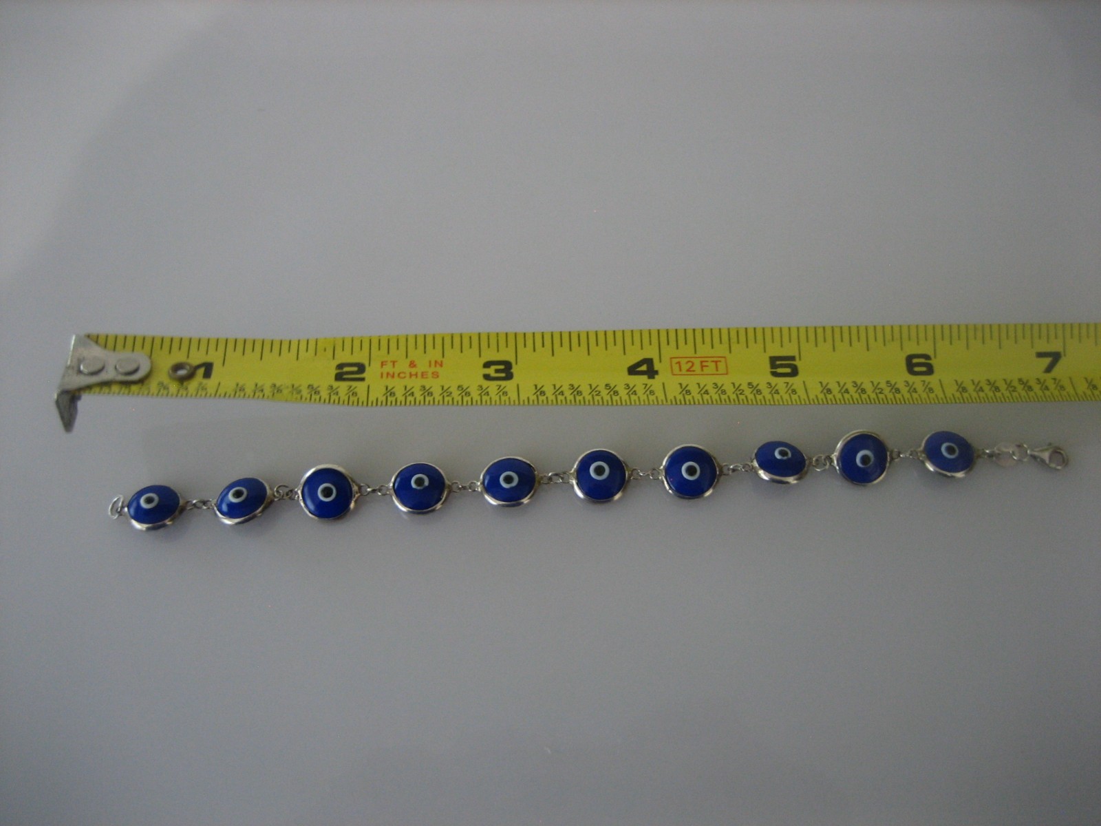 Sterling Silver 925 Dark Blue Evil Eye 7″ Tennis Link Bracelet