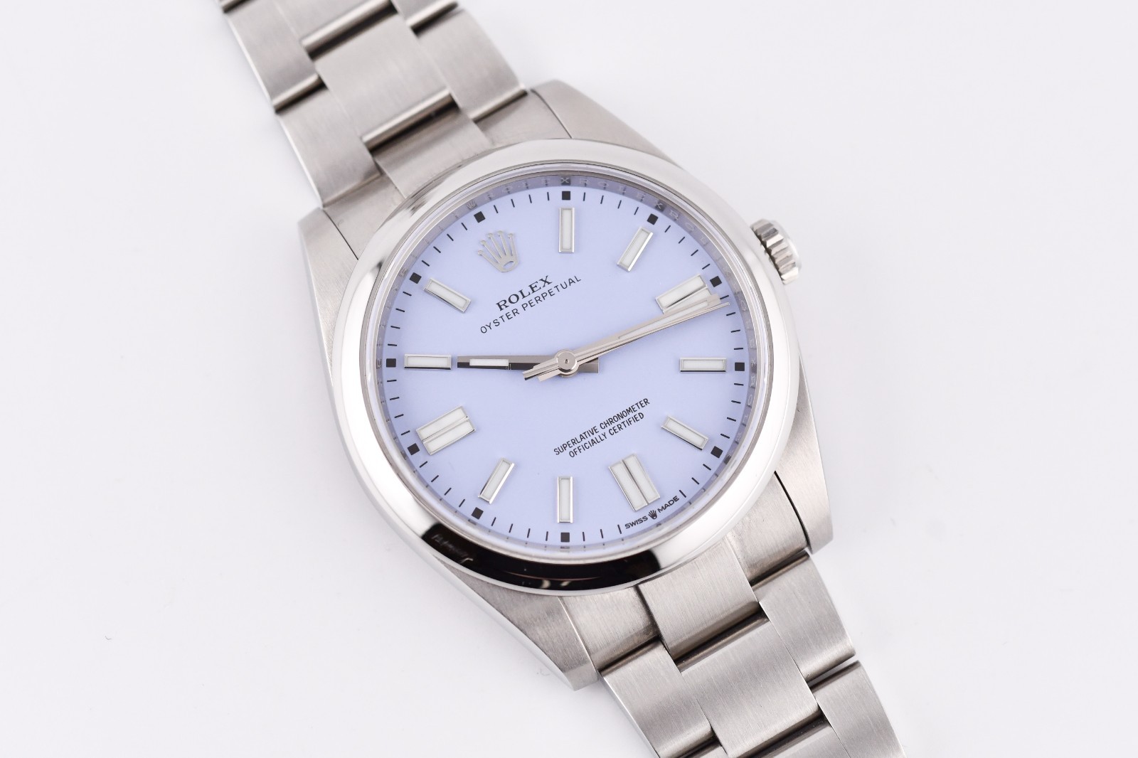 Rolex Oyster Perpetual 41mm Ref. 124300 Custom Lavender Dial Box and Paper