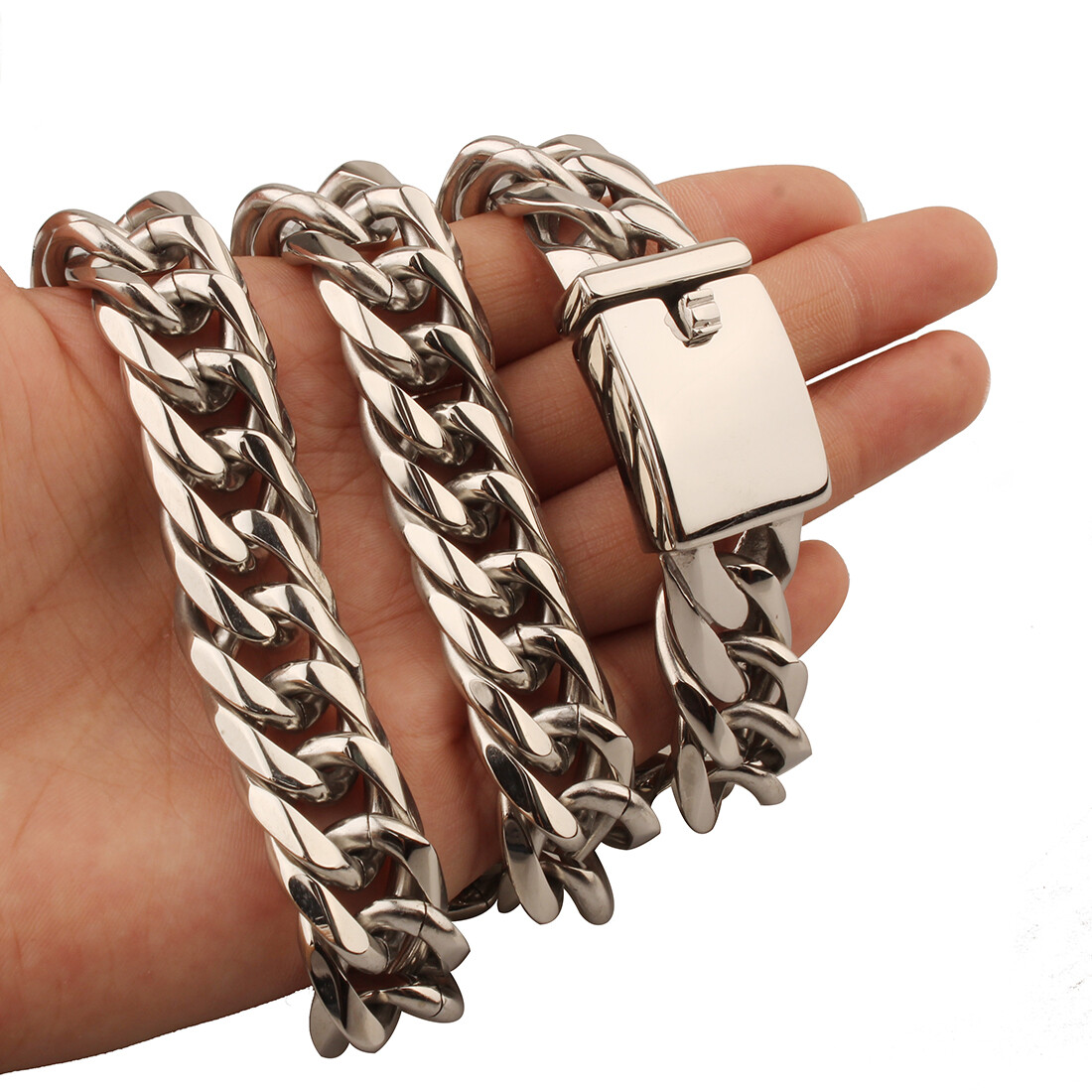 13mm/16mm Silver Gold Black Stainless Steel Cuban Link Chain Necklace 16in-40in