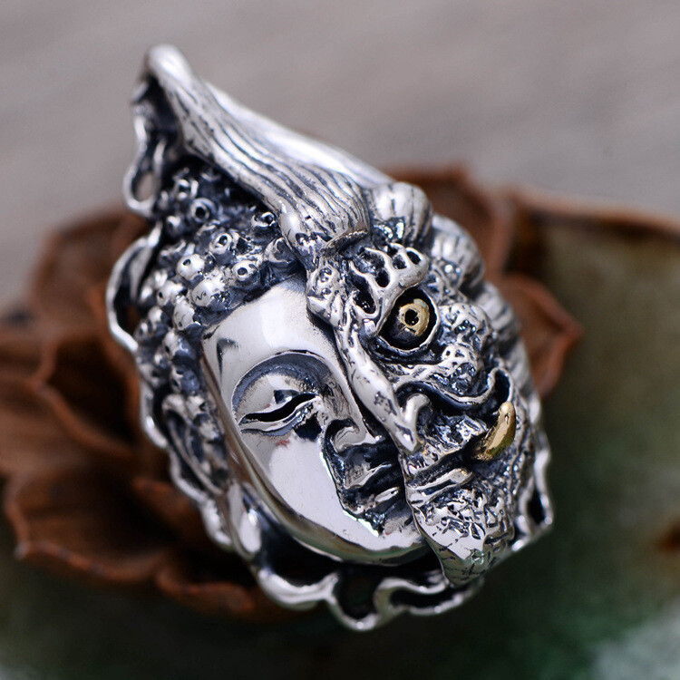 Real 925 Sterling Silver Pendant Buddha Devil In a Moment Unique Men’s Pendant